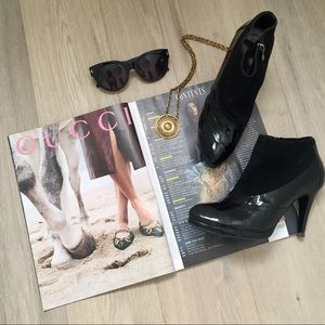 Authentic Gucci Patent Leather Suede Ankle Boots
